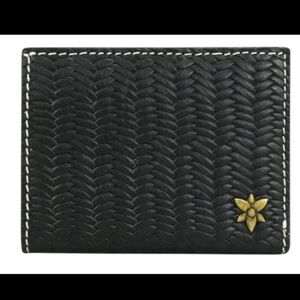 Anna by Anuschka Heritage Leather Black Mini Two-Fold Wallet w/Dust Bag NEW